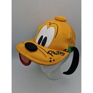 Vintage Disney Parks Pluto Adult Snapback Hat Mesh Tongue Signed by Pluto